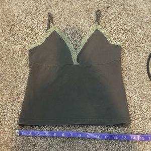 brandy melville green and grey lace tank